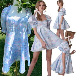 SELKIE Monet Water Lillies Print Recycled Organza Parliament Dress, Sz XXL